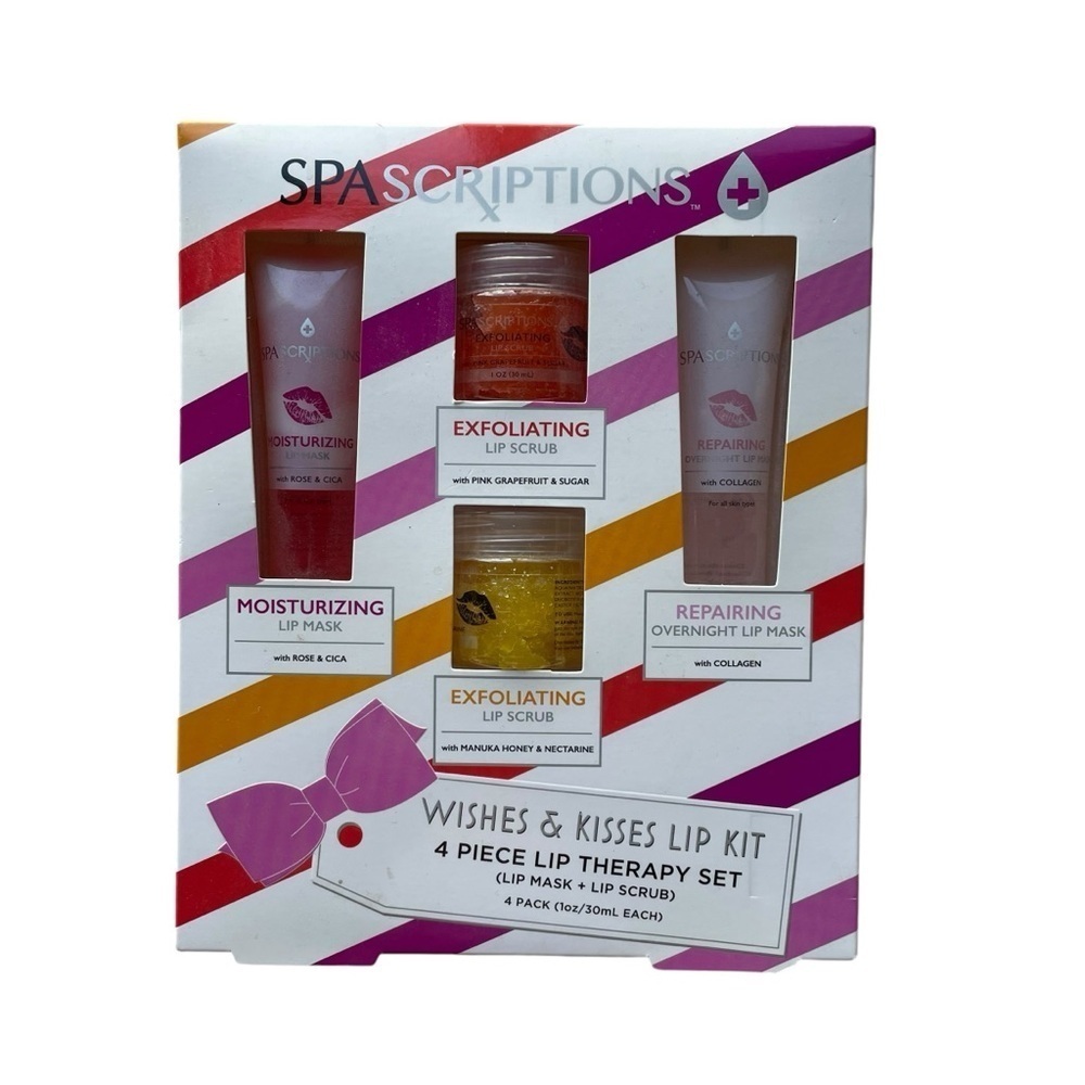 SPA SCRIPTIONS 4PC Lip Therapy Set Wishes & Kisses Lip Mask And Scrub New